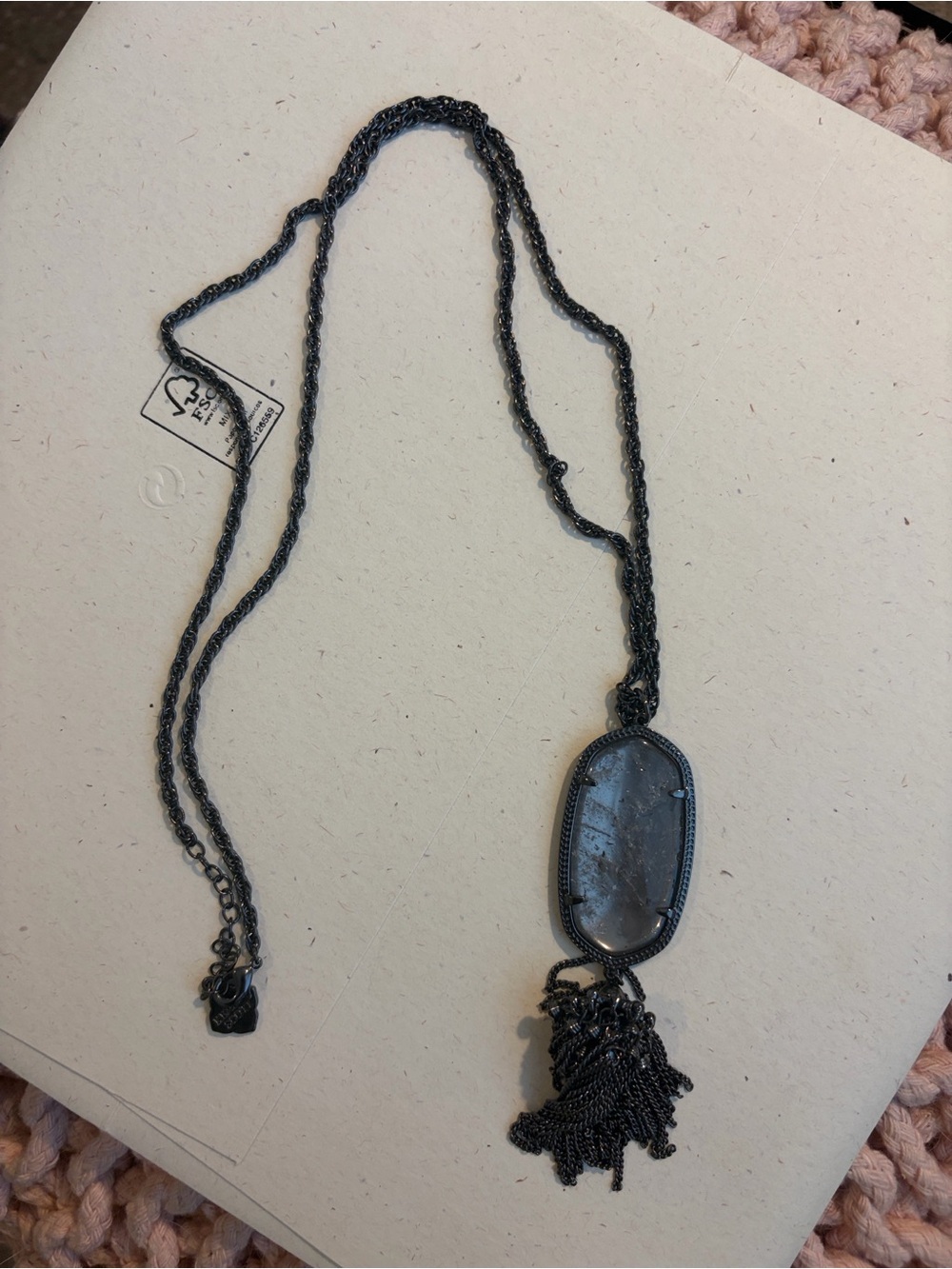 Rare Retired Kendra Scott Rayne Gunmetal Labradorite Tassel Long Necklace